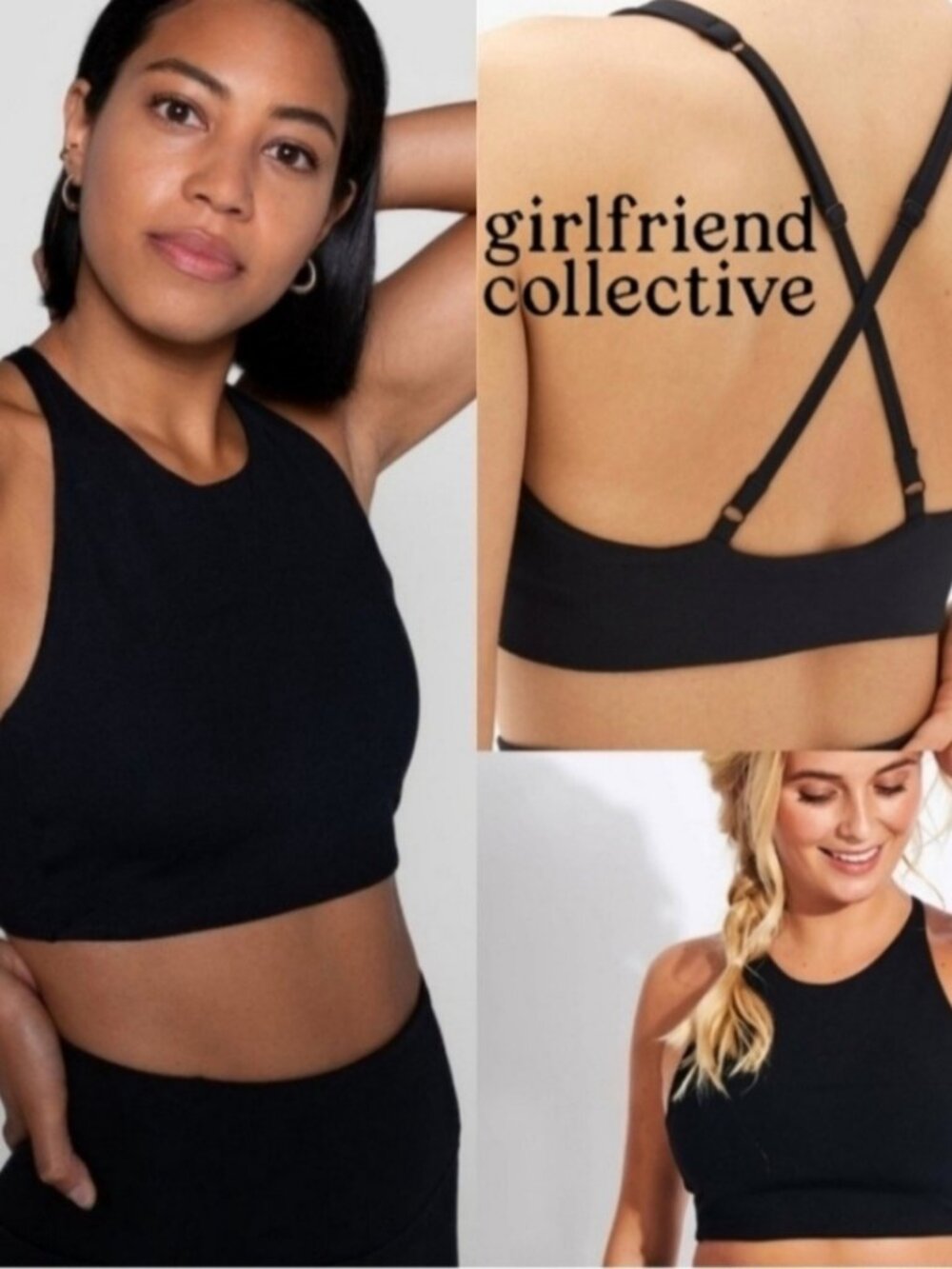 Girlfriend Collective Topanga Sports Bra - Black - Large